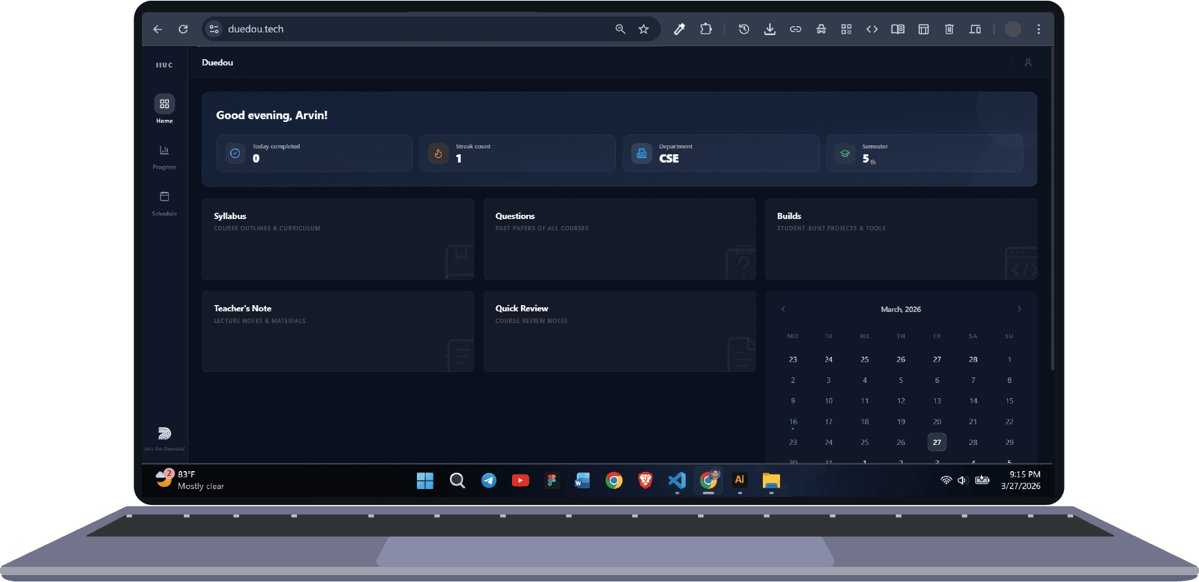 Duedou Dashboard on laptop